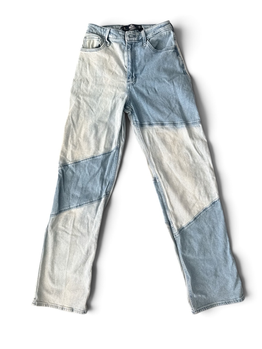 Hollister Ultra High-Rise Dad Jean Patchwork Straight-Leg Jeans Size 26
